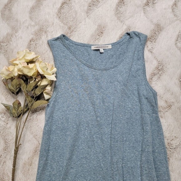 ✨️CL Foreign Exchange Cotton Blend Steel Blue Sleeveless Asymmetrical Tank Top S - Picture 2 of 11